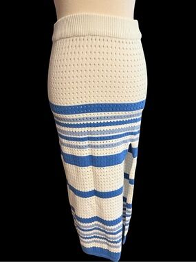 That’s So Fetch Maria Blue White Knit Midi Skirt XS/ S NWT